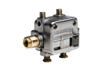 Compact Metal Pressure Switch on Transparent Background