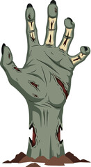 Zombie Hand Emerging from the Ground, Reaching Upward
