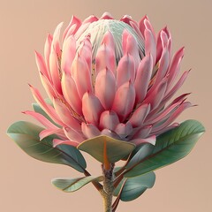 Pink protea flower with layered petals high resolution picture