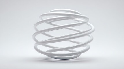 White torus-shaped spirals twisted into egg-like form on a plain gray backdrop