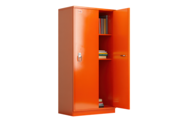 Orange Metal Locker Cabinet with Open Door