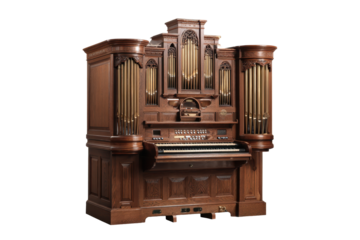 Antique Pipe Organ Console on Transparent Background