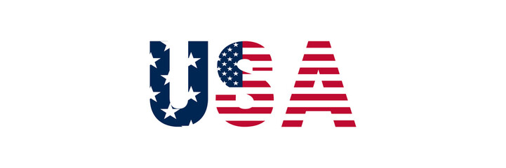 Us typography flag isolated on transparent or white background