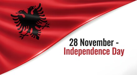 Celebrate albania independence day on november with albanian flag waving background
