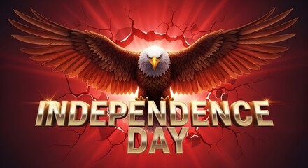 Celebrate independence day with patriotic eagle design and gold lettering vector art