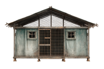 Rustic Prison Camp Cell on Transparent Background