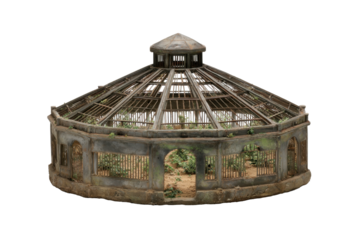 Circular Weathered Prison Farm Enclosure on Transparent Background