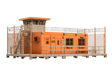 Portable Orange Prison Cell Unit with Watchtower