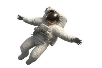 Fototapeta premium Astronaut floating in space with a helmet and spacesuit. The image evokes a sense of adventure, exploration, and the vastness of space