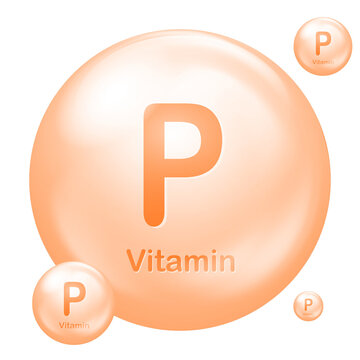 Glossy Vitamin P Icon &ndash; Flavonoid Supplement Symbol for Circulation and Health