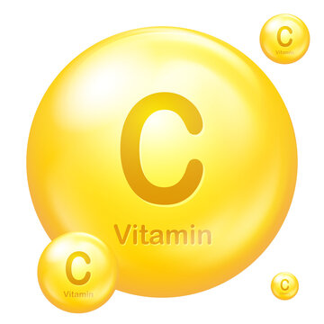 Glossy Vitamin C Icon &ndash; Ascorbic Acid Supplement Symbol for Immunity
