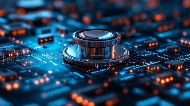 Metallic Medical Device on Illuminated Circuit Board