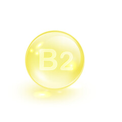 Glossy Vitamin B2 Icon – Riboflavin Supplement Symbol for Nutrition and Health