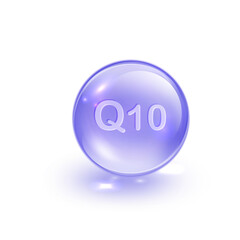 Glossy Coenzyme Q10 Icon – Supplement Symbol for Energy and Heart Health