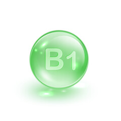 Glossy Vitamin B1 Icon – Thiamine Supplement Symbol for Nervous System and Energy