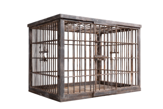 Rusty Metal Jail Cage on Transparent Background