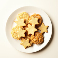 Homemade Christmas gingerbread cookies on a white plate