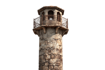 Weathered Stone Watchtower on Transparent Background
