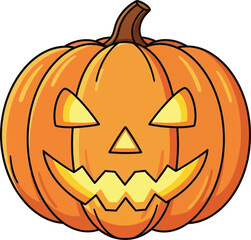 Carved Halloween Pumpkin with Glowing Face