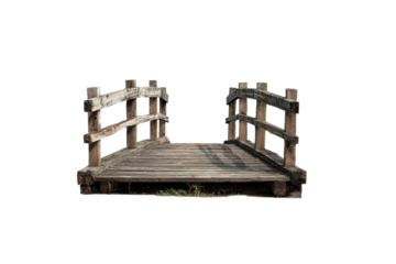 Weathered Wooden Footbridge on Transparent Background