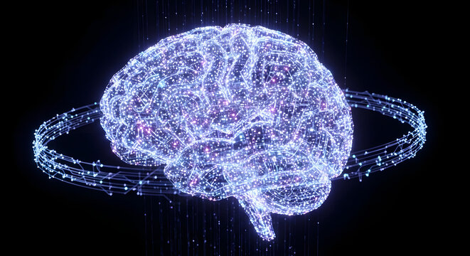 Digital Brain Model Connectivity Neural Network Artificial Intelligence - Powered by Adobe