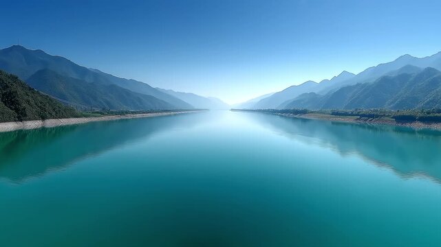 Tranquil Lake Surface Mountain Reflection Picturesque Scenery