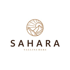 Sahara desert logo simple modern minimalist design with simple line concept, symbol template illustration design