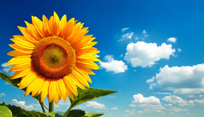 左側にヒマワリのある夏の風景