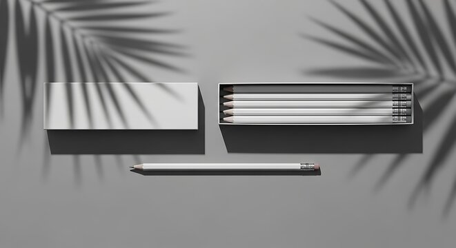 Pencils in a Box, Minimalist Design. - Powered by Adobe