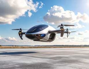 飛行場から離着陸するエアモビリティ(eVTOL)のイメージ