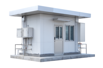 Modular Security Guard Booth on Transparent Background