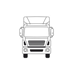 Black and White Line Art Illustration of a Truck