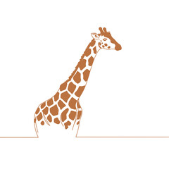 Brown Giraffe Line Art Illustration