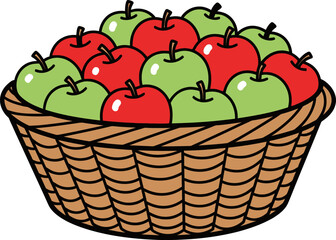 Colorful Apples in a Woven Basket