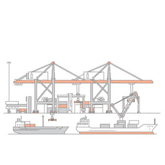 Cargo Ship at a Port with Cranes and Containers