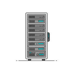 Gray and Blue Server Rack Illustration