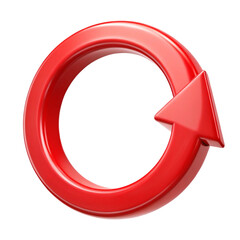 Red circular arrow icon with glossy finish on black background