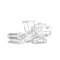 Gray Combine Harvester Illustration