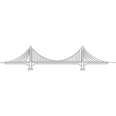 Gray Scale Line Art of Suspension Bridge