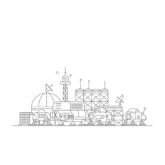 Gray Scale Line Art Illustration of Futuristic Space Station