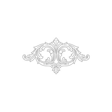 Grey and White Symmetrical Floral Ornament Design