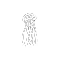 Grey Scale Line Drawing of a Jellyfish