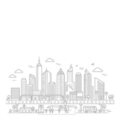 Fototapeta premium Grey Scale Minimalist City Skyline Illustration