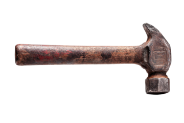 Worn Vintage Hammer Isolated on Transparent Background