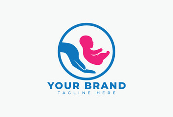 Baby Care with Hand Logo Design Templates
