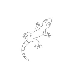 Fototapeta premium Line Art Drawing of a Gecko on White Background