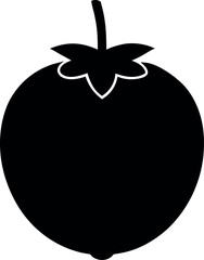 Black Silhouette of Dangleberry Fruit with Leafy Crown and Tapered Bottom Isolated