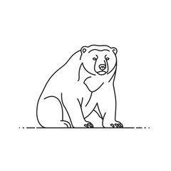 Obraz premium Line Art Illustration of a Sitting Polar Bear on White Background