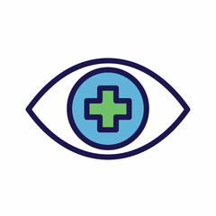 Eye with Medical Cross Icon: Healthcare Symbol