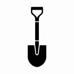 Shovel Silhouette Icon – Garden Spade Tool Vector Illustration